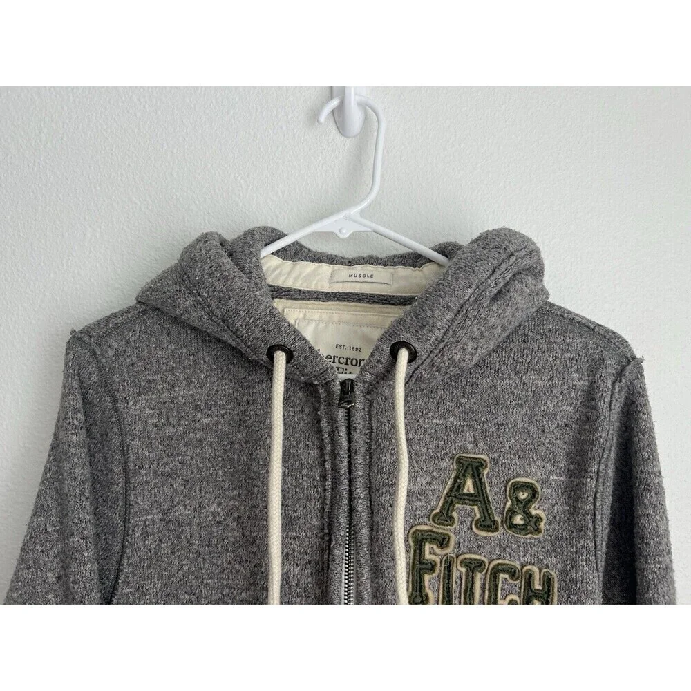 Vintage Y2K Abercrombie & Fitch Full Zip Muscle Hoodie Sweatshirt Men’s Medium M